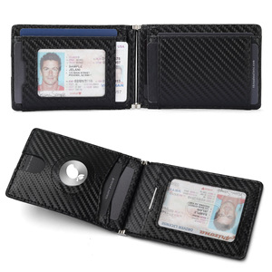 <b>Men's</b> Bi-Fold Card Holder Black Carbon Fiber Texture <b>RFID</b> Blocking <b>Wallet</b> Everyday Use - Product Image 2