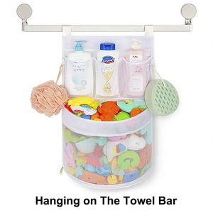 Bath Toy Organizer Baby Bathtub Hanging Mesh Net Kids Time Toys Storage Suction Bag with 2 Hooks - Product Image 4