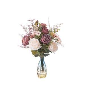 Bouquet de roses artificielles en tissu tissé plastique pour amoureux, décoration de mariage et de maison CF01489B - Product Image 5