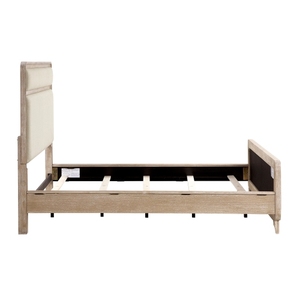 Modern Elegant Design Natural Finish Adjustable Queen <b>Bed</b> Upholstered Beige Chenille Wooden Bedroom Furniture 1pc - Product Image 5