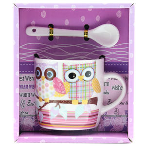 แก้วเซรามิกพิมพ์ลายนกฮูกสำหรับเป็นของขวัญถ้วยเซรามิกพิมพ์ซับลิเมชันตามสั่ง - Product Image 4