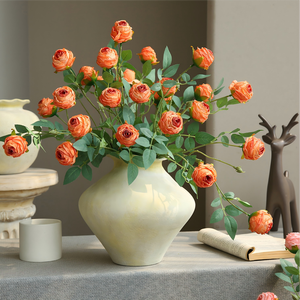 नया जीवन हस्तनिर्मित 57 सेमी एकल स्टेम गुलाबी कर्ल्ड गुलाब रेशम कृत्रिम फूलों की व्यवस्था के लिए कृत्रिम फूल - Product Image 5