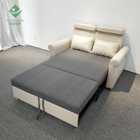 Vintage Leder 2 Sitz rot und weiß Couch Bett mit Schlaf bett verlängern konvertieren