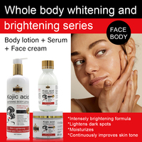 Kit de Soins Éclaircissants pour la Peau Marque Blanche : Sérum Anti-Taches Kojic, Crème Visage, Lait Corporel Blanchissant, Savon à l'Acide Kojique – Ensemble Complet pour Femmes