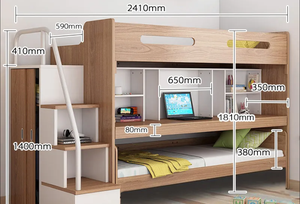 <span class=keywords><strong>Lit</strong></span> superposé intégré pour enfants avec bureau et <span class=keywords><strong>lit</strong></span> supérieur coulissant <span class=keywords><strong>Lit</strong></span> haut et bas confortable pour les chambres de petits appartements - Product Image 6