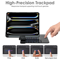 HT 360 °   Clavier sans fil rotatif pour iPad 11e génération A16 11 pouces avec pavé tactile rétroéclairé et support pour stylet (Argent) - En stock