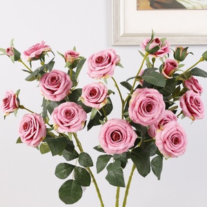 Roses artificielles populaires en tissu de soie, 7 têtes de roses, branche de rose pour décoration de mariage et de fête, haute simulation - Product Image 3