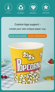 Vasos de Papel para Palomitas Amarillos con Diseño de Palomitas, de Pared Simple, Desechables, para Comida Rápida - Product Image 5