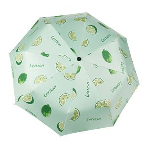 Paraguas Plegable de 3 Secciones con Diseño de Frutas, para Estudiantes, Niños, Niñas, Damas y Mujeres, Protección Contra Rayos Ultravioleta, Lluvia y Sol, Venta al Por Mayor - Product Image 2