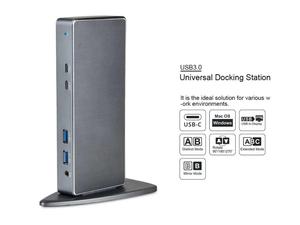 Venta caliente doble salida de Video USB <span class=keywords><strong>tipo</strong></span> <span class=keywords><strong>C</strong></span> Universal estación de acoplamiento con USB 3,0 de 4 puertos <span class=keywords><strong>Hub</strong></span>/VGA/ <span class=keywords><strong>HDMI</strong></span> - Product Image 4