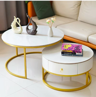 Buffet moderne de taille unique avec cadre en bois et métal blanc Table basse de table spacieuse pour salon