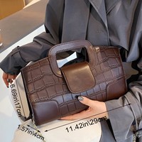 Sac à bandoulière pour femme, motif crocodile, avec fermeture éclair et doublure en polyester – Simple, polyvalent et décontracté