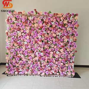Mur floral artificiel enroulable 8x8 pieds, rose et violet, pour décoration de mariage, toile de fond florale personnalisable et réutilisable, vente en gros - Product Image 1