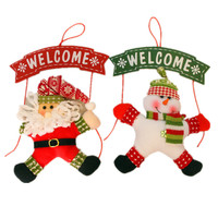 Panneau de bienvenue de Noël, ornements suspendus, pendentifs en peluche Père Noël et Bonhomme de neige, décorations murales et de porte pour la maison et les fêtes