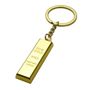 Creative Gold Advertising Promotional Gift Key chain Laser Logo 999 Fine Gold Gold Bar Keychain
