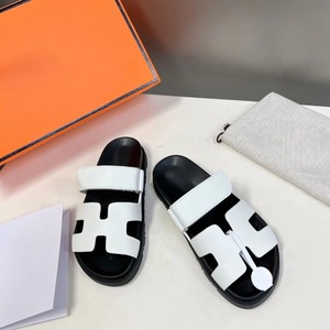 Luxury Women's Genuine Leather Wide Strap <b>Slides</b> Light Weight Soft Flat Sole Adjustable Buckle Summer Beach Sandals - Product Image 1