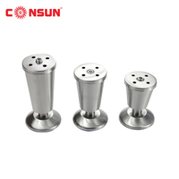 Pieds de canapé en acier inoxydable chromé, en aluminium, en métal, pour armoire, lit, canapé, Table basse, pieds