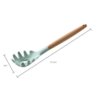 High Quality Professional Kitchen <b>Tools</b> Eco-Friendly Spaghetti Wood Handle <b>Silicone</b> Strainer - Product Image 3