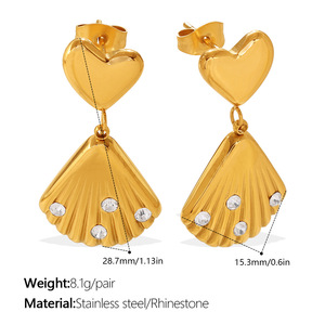 Luxury 14k 18k Gold Plated 316L Stainless Steel <b>Titanium</b> Fashion Jewelry Shell Earrings for Women - Product Image 5
