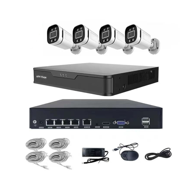 Tuya 4 Channel Poe Nvr Kit Cctv Security Set 48V Nvr Poe Camera System 5MP