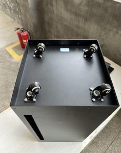 תיבת גלולה עם חלון קדמי וגלגלים מיכל פלדה עם מכסה וגלגלים מיכל עץ שחור - Product Image 4