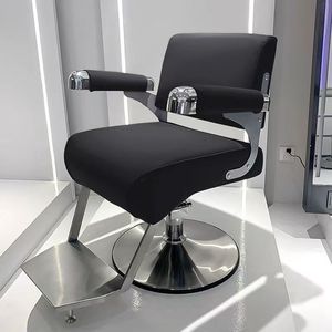Sillón de Barbería Hidráulico de Cuero Marrón Moderno DM con Giro de 360 Grados y Reposapiés para Barbería - Product Image 4