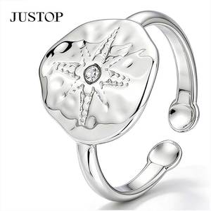 JUSTOP 925 Silver Plated Cocktail <b>Ring</b> Flower Design Cubic Zirconia Women's Modern Fashion Jewelry Daily Wear - Product Image 1