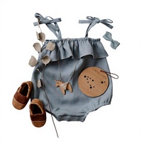 Nouvelle combinaison d'été style Instagram à bretelles fines et volants en coton-lin et chanvre pour bébé/nouveau-né, export transfrontalier