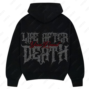 Vente en gros de sweats à capuche unisexes en coton 100% vintage, col rond, tricotés, avec logo imprimé sur le devant, style libre, manches longues, coupe classique, été - Product Image 3