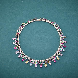 Collar de Vestir de Noche Colorido, Sexy y Exagerado, Chapado en Oro Rosa sobre Latón, Joyería de Lujo con Polvo <span class=keywords><strong>Morgan</strong></span>, Cadena Corta - Product Image 4