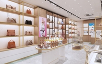 Mobilier de magasin de chaussures et sacs, aménagement de boutique pour femmes, design intérieur de magasin de sacs à main