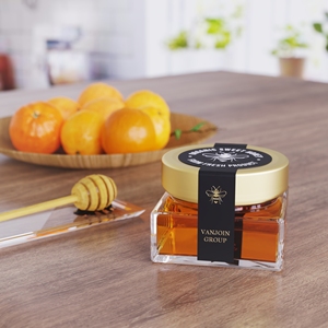 Wholesale Price Luxury Small <strong>Empty</strong> <strong>Square</strong> Borosilicate Glass Jam <strong>Jar</strong> Honey <strong>Jar</strong> With Shiny Gold Pated Lid - Product Image 6
