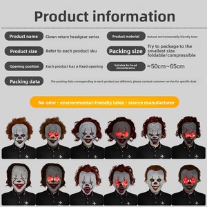 BAIGE Horreur Script Tuer Clown Masque Latex Matériel pour <span class=keywords><strong>Film</strong></span> Tv Halloween Party Performance Props - Product Image 2