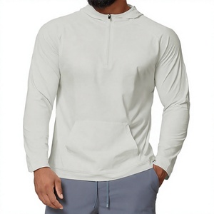 Sudadera con Capucha y Cierre de Cremallera 1/4 de Alta Calidad 2024, Tejido Digital Liso Teñido, Ecológico, Transpirable, de Algodón/Poliéster para Hombre, para Entrenamiento - Product Image 3