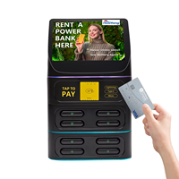 Distributeur automatique de batteries externes avec écran publicitaire 8 emplacements, station de location de batteries externes avec système de point de vente et lecteur de cartes