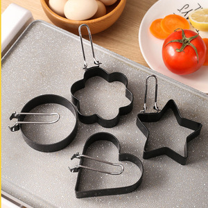 Ensemble de moules à œufs en acier inoxydable, 4 pièces, forme ronde, fleur, cœur, étoile, outil de cuisson pour petit-déjeuner DIY - Product Image 2