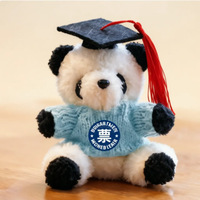 Peluche Panda en forme de bonnet de docteur, 10 cm, personnalisable avec logo, cadeau de remise de diplôme universitaire