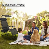 Chaise de jardin zéro gravité, lot de 2 chaises de patio inclinables avec auvent pliable et porte-gobelet pour mobilier d'extérieur