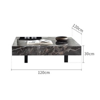 Table basse de salon de style italien moderne, design de villa, plateau en pierre, table basse carrée de luxe, tables à thé en pierre