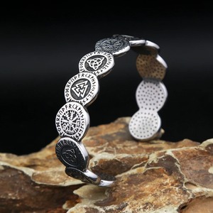 yunnique <b>Viking</b> Rune Open <b>Bracelet</b> Tibetan Silver Men's C Shape Geometric Design Gift Jewelry - Product Image 4