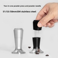 Kit de distribution et de pressage de café 2-en-1 en aluminium et acier inoxydable, design moderne et minimaliste, pour machine à expresso et porte-filtre