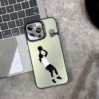 Coque de téléphone portable en TPU et PC avec impression de joueur de basket-ball, argentée électro-plaquée, pour iPhone Xr Xs 11 12 13 14 15 16 17 18 Pro Max