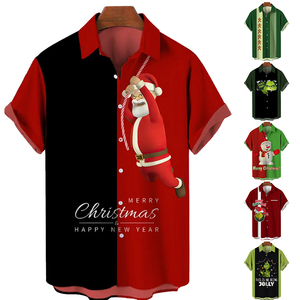 <span class=keywords><strong>Camicie</strong></span> Estive Traspiranti Ecologiche in Poliestere/Cotone, Vendita Calda, Collezione Natalizia Hawaiana Tropicale Stampata, <span class=keywords><strong>Camicie</strong></span> Corte da <span class=keywords><strong>Uomo</strong></span> Carine - Product Image 1