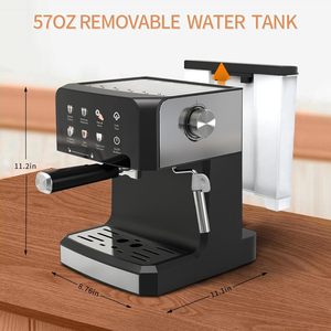 Household LCD Panel Semi-<b>Automatic</b> Espresso <b>Machine</b> 20 Bar Multifunctional Small Milk Foam Steam Electric EU UK Plastic - Product Image 2