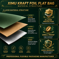 Sachet d'échantillon en papier kraft biodégradable écologique 6*8cm avec fermeture à trois soudures et fermeture éclair pour emballage alimentaire pour bébés