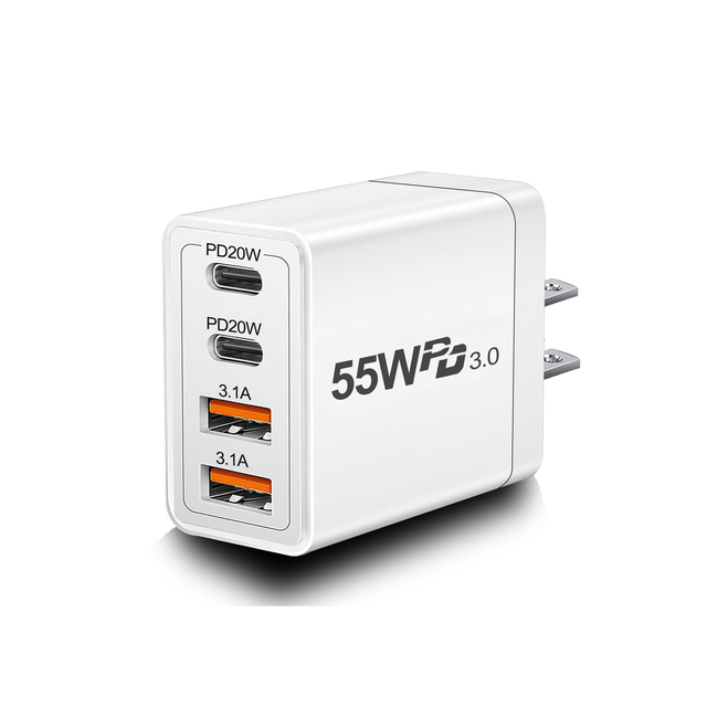 Wholesale 4-Port USB C Fast Charger Dual Port PD Power Adapter QC30 Wall Plug Type C Fast Charging Block with OTP Protection