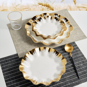 Wholesale Luxury Eco-Friendly White Ceramic Panels with Gold Edges for Wedding Parties Decorations - Product Image 5