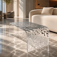 Table Basse Moderne en Acrylique Transparent Personnalisée, Forme Nuage, avec Rangement, pour Maison, Hôtel, Salon, Chambre à Coucher, Meuble de Luxe
