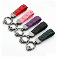 Porte-clés de voiture en cuir tressé avec anneau à ressort couleur canon de fusil, anti-perte, multicolore, cadeau pour femmes, accessoires automobiles