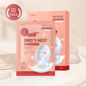 [MASQUE FACIAL NATUREL 10 PACK] Masque nourrissant de perles de nid d'oiseau avec feuille de masque de levage instantané anti-rides de squalane d'acide aminé